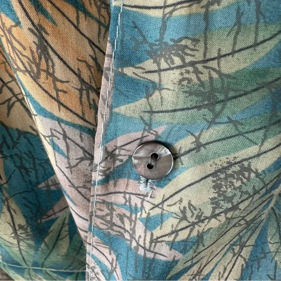 VINTAGE 80s TORI RICHARD HONOLULU Leaf Tropical Hawaiian Shirt L Made in USA - Picture 5 of 8